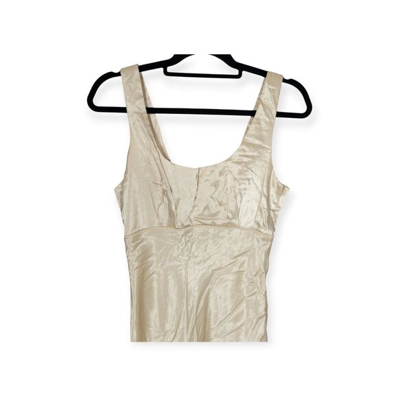 Vintage Steppin Out Satin Maxi Dress In Champagne Beige SZ S - Picture 13 of 15